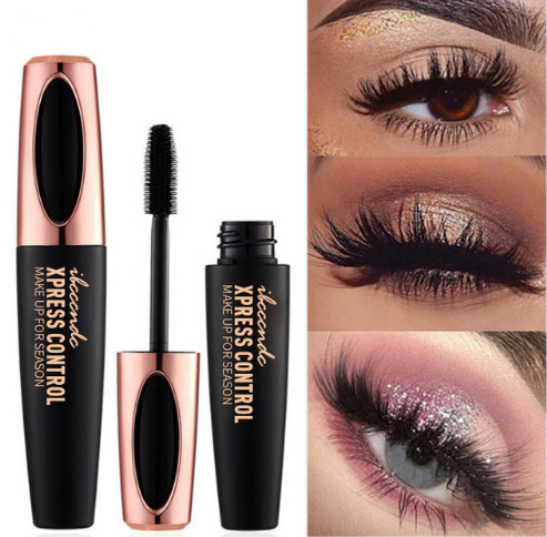 Mascara 4D allongeant les cils imperméables - Mascara pour les yeux avec brosse en fibres de soie